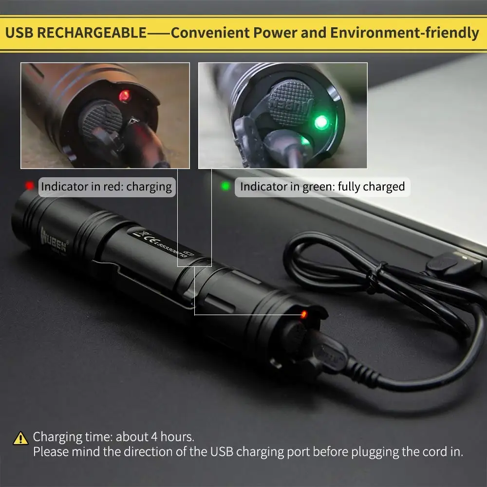 Светодиодный тактисветильник фонарик Wuben USB перезаряжаемый фонарь с