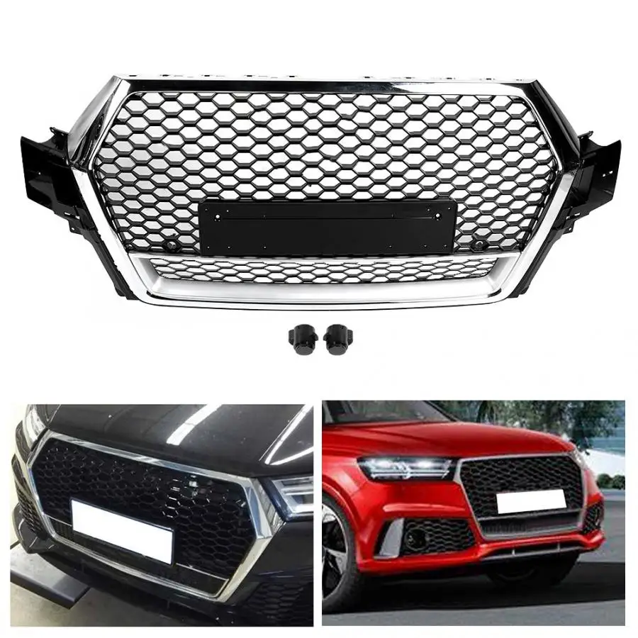 

Mesh Grille For RSQ7 Style Front Bumper Hood Mesh Grill Grille Fit for Audi Q7 S7 2016 2017 2018 bumper grille Car Modification