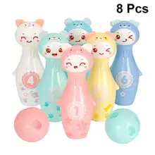 8PCs באולינג סיכות וכדורים צבעוני בטוח באולינג צעצוע למבוגרים ילדים חיצוני כיף וספורט צעצועים(China)