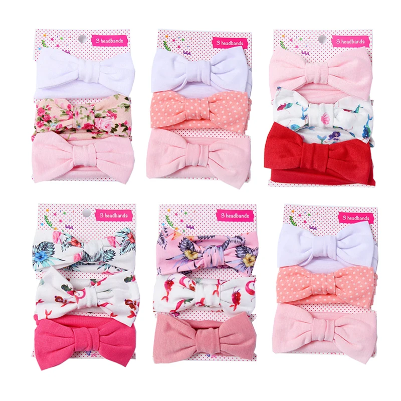 Headband Hair-Accessories Bows Girls Turban Floral Newborn Baby-Girl Printed Dot Pink