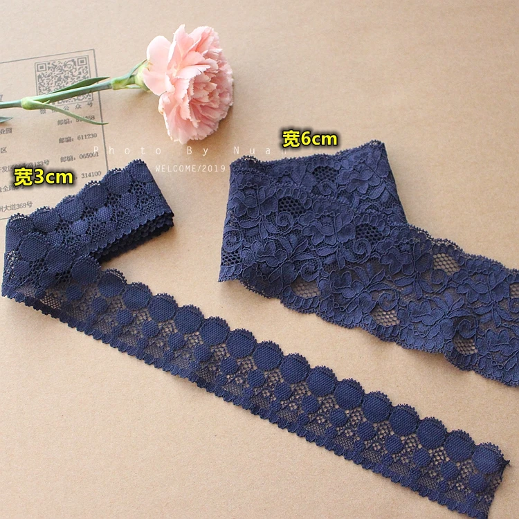 3meter/lot 3cm/6cm Thicken Retro Palace Style Navy Blue Top Grade Elastic Lace Eyelash Classic Recommend X595 | Дом и сад