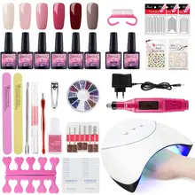 36 Вт УФ светодиодный светильник полный маникюрный набор для ультрафиолетовой обработки Набор для маникюра Гель-лак набор для ногтей инструменты для сушки ногтей дрель для маникюра