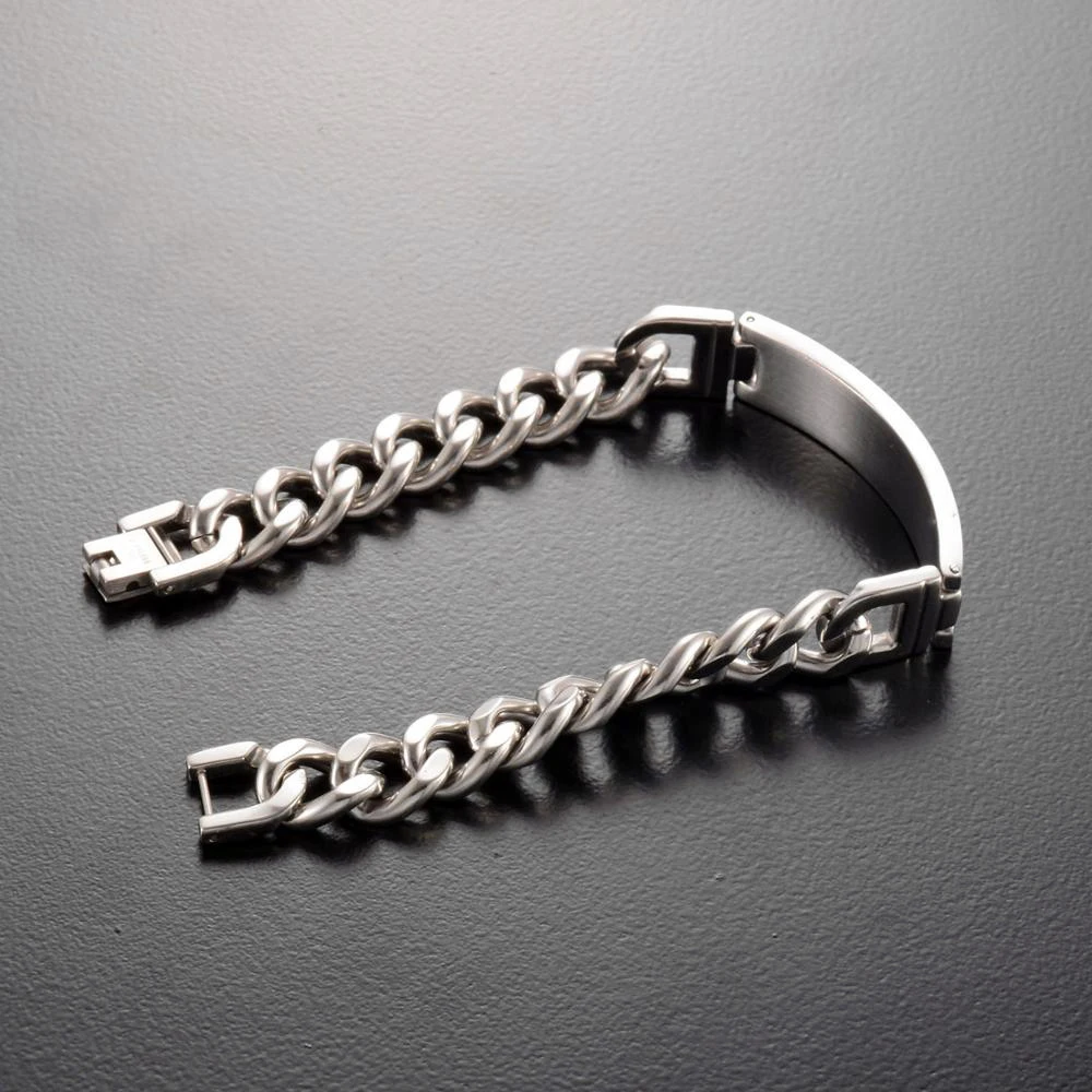 Men Cuban Link Chain Bar ID Stainless Steel Bracelets Jewelry Gift for Boyfriends 12MM chain bracelet stainless steel bracelets stainless steel jewelry