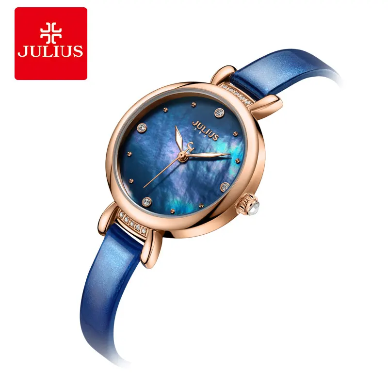Julius uhr Leder Band Uhr Perle Zifferblatt lusus Geschenk Uhr Für Frauen Mode Quartz Einfachheit Damen tyagliche Uhr JA-1087