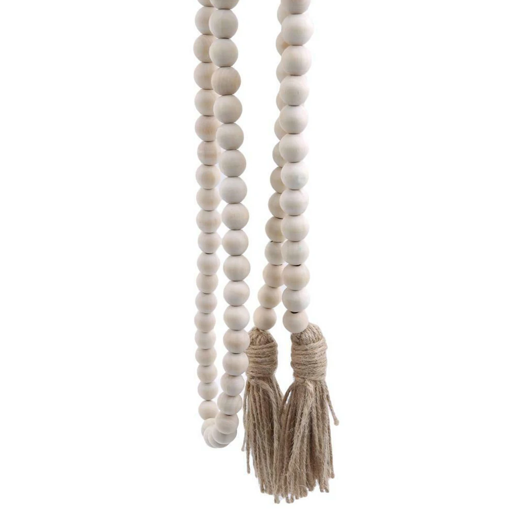 With Tassels Wedding Decoration Window Office Door Home Wooden Beads String Hanging Wall Restaurant Rural Cafe Birthday Party