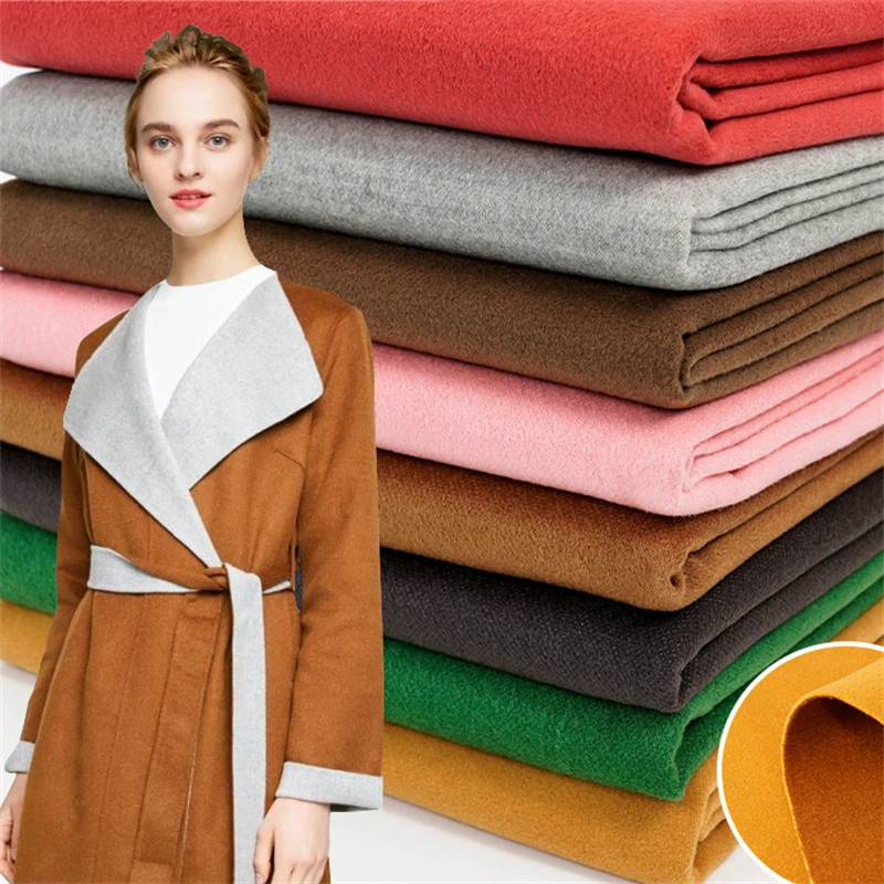 

Thick Brushed Woolen Fabric Double Side Two Tone Imitation Cashmere Tweed Fabrics For Coat Blazer Suits DIY Crafts 50X150cm