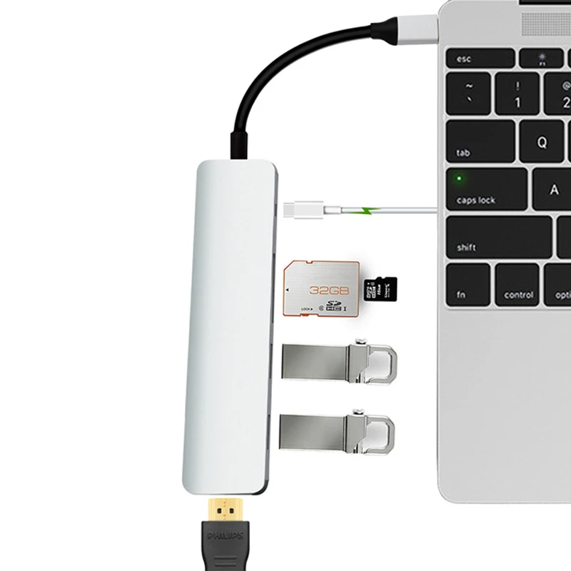 Компьютерный периферийный концентратор Type C USB 3 0 до 4K HDMI SD TF кардридер 6 в 1 адаптер