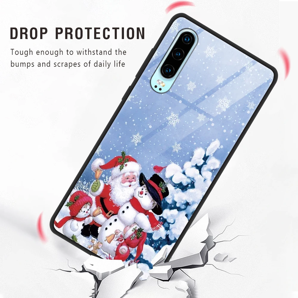 Счастливого Рождества закаленное Стекло для huawei Honor 9X 8X 7A 20 Pro Play 9 Примечание вид V 20 10 Lite Y6 Y9 Nova 3 3i 4 5 Чехол