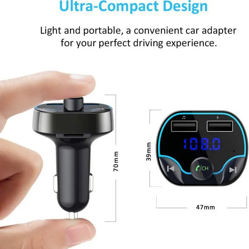Быстрое зарядное устройство QC3.0 Bluetooth 5,0 fm-передатчик комплект беспроводной связи Bluetooth для автомобиля mp3 плеер дисплей экран Aux модулятор Handfree