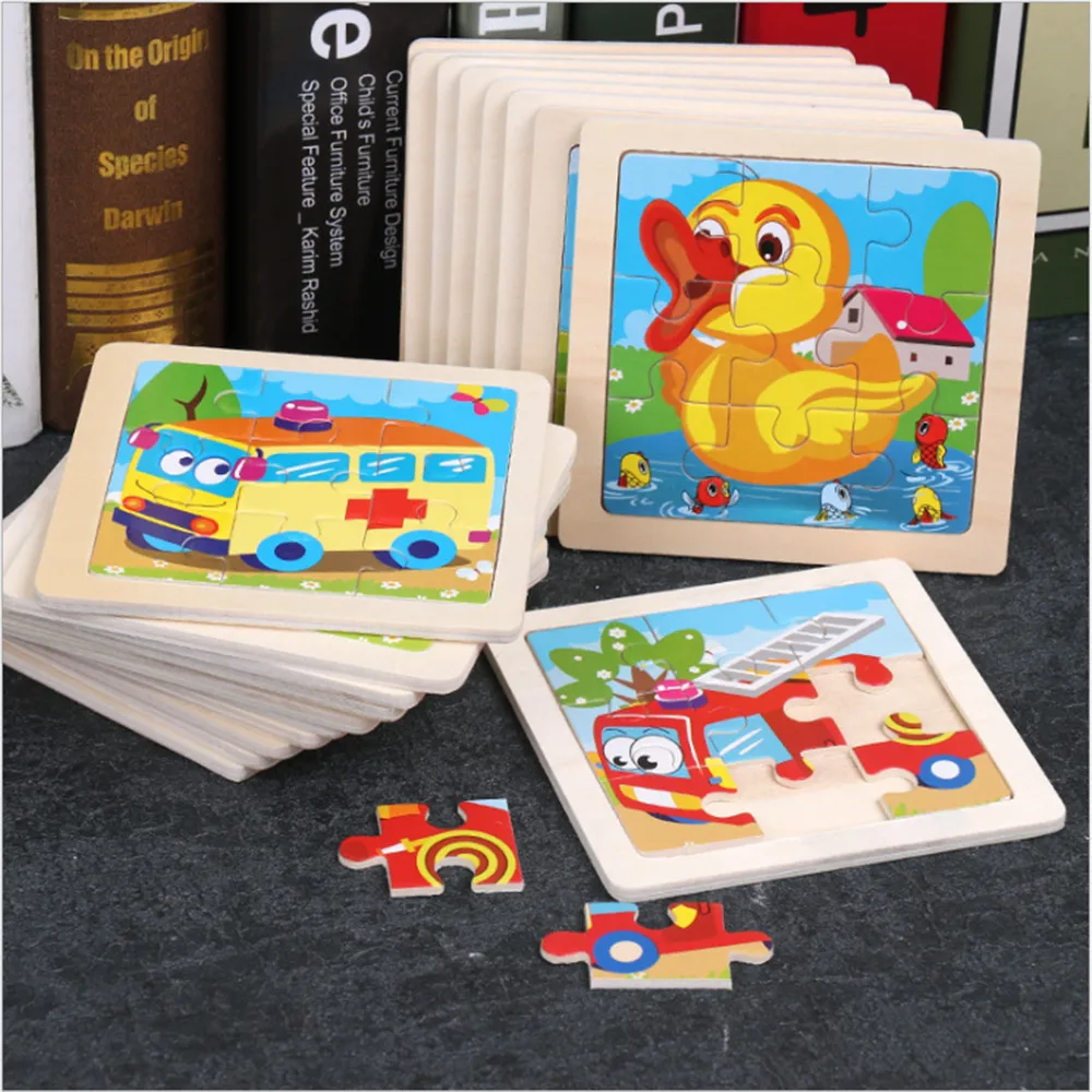 ZXZ 11*11CM niños juguete rompecabezas madera 3D para bebé Animal de dibujos animados/ educativo toys | Игрушки и хобби