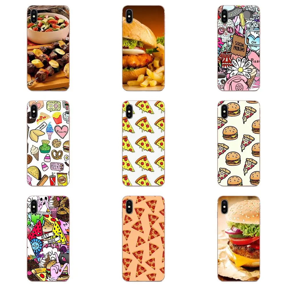 For Xiaomi CC9 CC9E Mi 3 4 4i 5 5S 6 6X 8 9 SE Play Plus Pro Lite A1 Mix 2 Note Skin Thin Fashion Chips Pizza Food Hamburgers | Мобильные