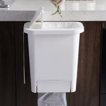 

2019 Hot Cabinet Mounted Trash Can Wall-mounted Kitchen Garbage Bin Dustbin with Lid J8 #3