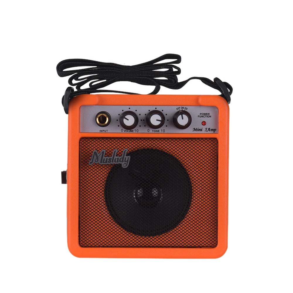 Muslady 5 Вт Мини гитарный усилитель динамик с 3,5 мм и 6,35 мм входами 1/4 дюйма выход поддерживает регулировку громкости - Цвет: Orange