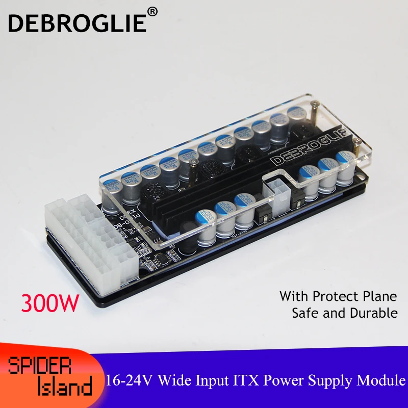 X300, 300w Output, 19v Wide Input (VR Ready Pico PSU) MINI ITX DC to Car ATX PC Power Module DC-DC ATX Power Supply GTX1070