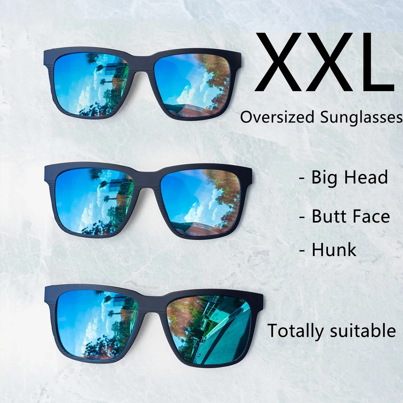 JULI Square Oversized Polarized Sunglasses for Big Heads Men Retro Vintage XXL Super big