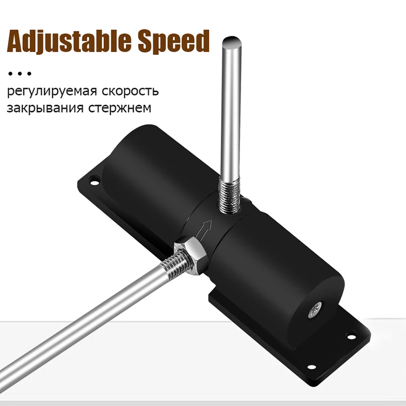 KAK Aluminum Alloy Automatic Door Closer Soft Closing Adjustable Speed Door Close Device 35KG Black Furniture Hardware