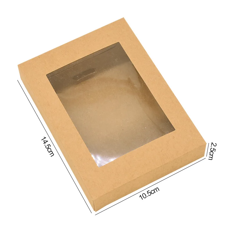 6Pcs Kraft Paper Cookie Candy Box PVC Window for Wedding Christmas Gift Boxes Packaging Decoration Birthday Party Supplies