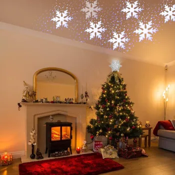 

2020 Christmas Creative Christmas Tree Topper Projector 3D Lighted Ornaments Snowflake Tree Light Decor European standard