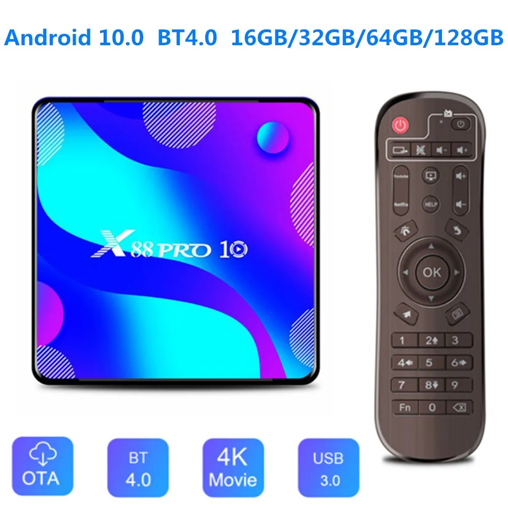 

Android 10.0 Smart TV Box RK3318 Quad Core Media Player 4G 32GB/64GB/128GB 2.4G/5G Dual WiFi Bluetooth 4.0 4K Set-Top Box