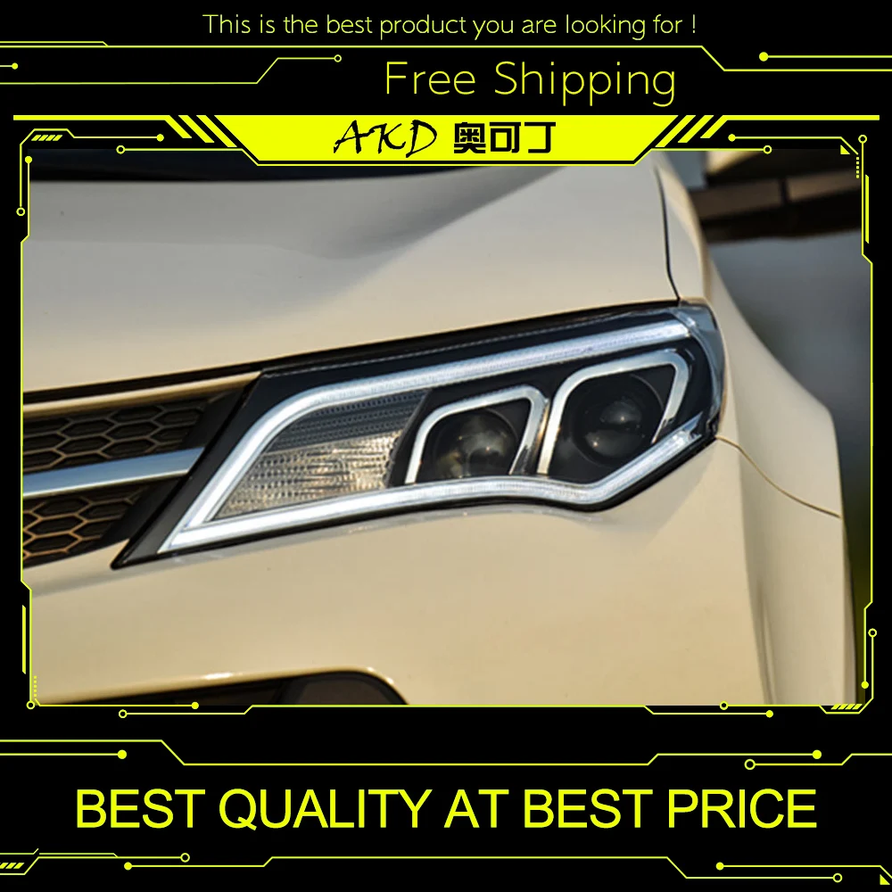 АКД автомобильный Стайлинг для Toyota RAV4 светодиодный фары 2014 2015 Новинка DRL Bi Xenon