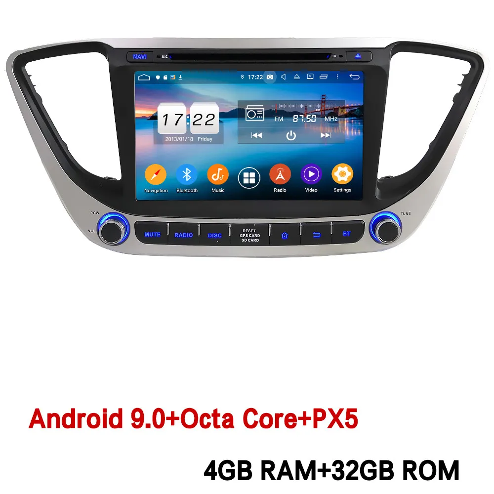 " Восьмиядерный 4G wifi Android 9,0 4 Гб ОЗУ 64 Гб ПЗУ RDS автомобильный DVD мультимедийный плеер Радио стерео для hyundai Verna Solaris - Цвет: Android 9.0 x 32GB