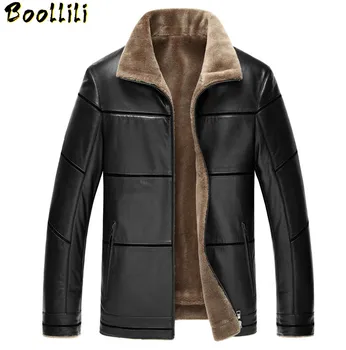 

Boollili Faux Leather Jacket Men New arrive Winter brand plus Velvet thick Warm Business PU Casual Mens Leather Jackets coats
