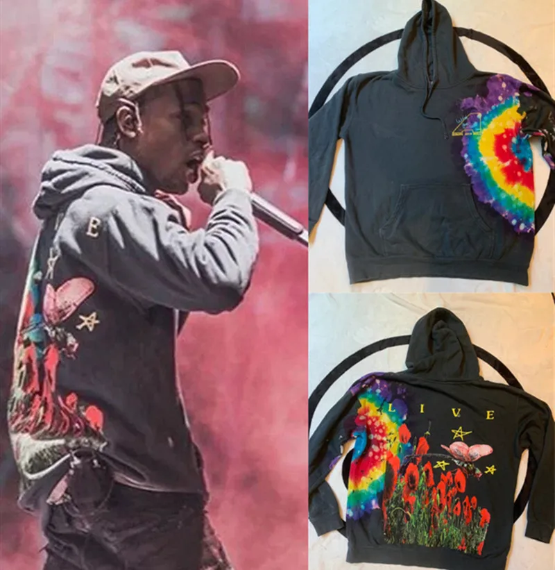 Travis Scott Europe tour Tie Dye Astroworld толстовка с капюшоном для женщин и мужчин высокое