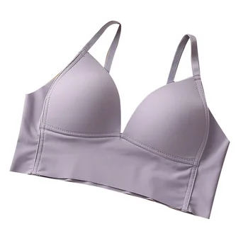 

Suspender Style No Steel Ring Bra 2020 Summer Simple Ice Silk No Trace Wrap Chest Thin Triangle Cup Women's Underwear