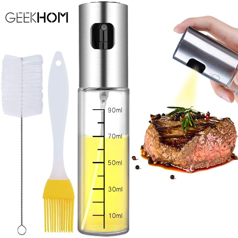 

Glass Oil Spray Bottle 304 Stainless Steel Spray Bottle for Oil With Scale Grill Oil Sprayer for BBQ Baking Kitchen Tools