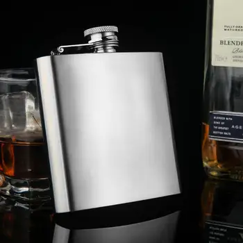 

portable stainless steel 304 hip flask 6oz mini metal whisky pot 160ml alcohol container