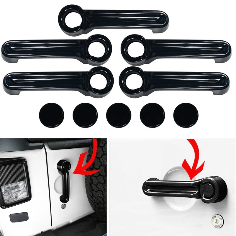 Глянцевая черная 4 дверная ручка+ накладка багажника для 2007- Jeep Wrangler Jk