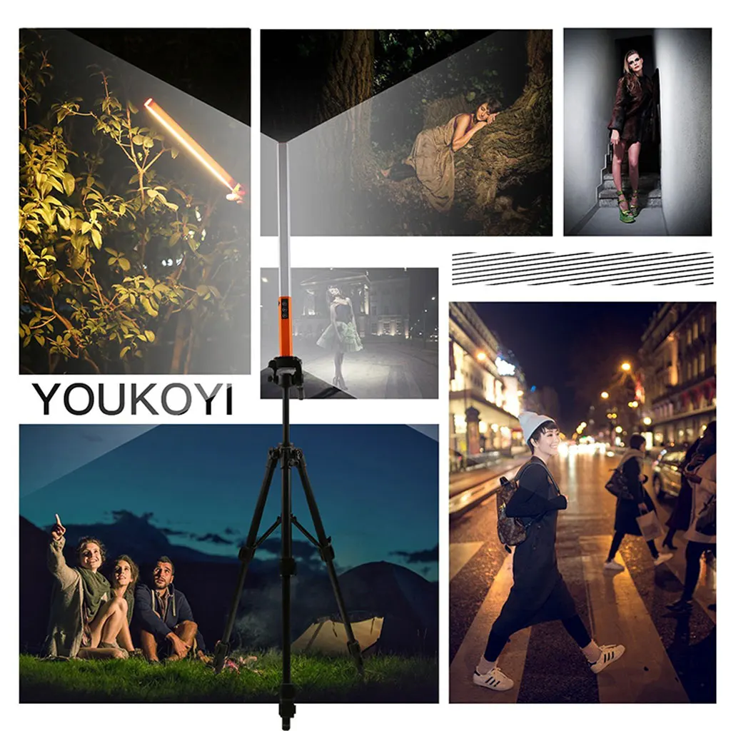 55cm Portable Handheld LED Video Light Wand Magic Tube Lighting Photography Lamp Stick with Remote Control & Carrying Bag