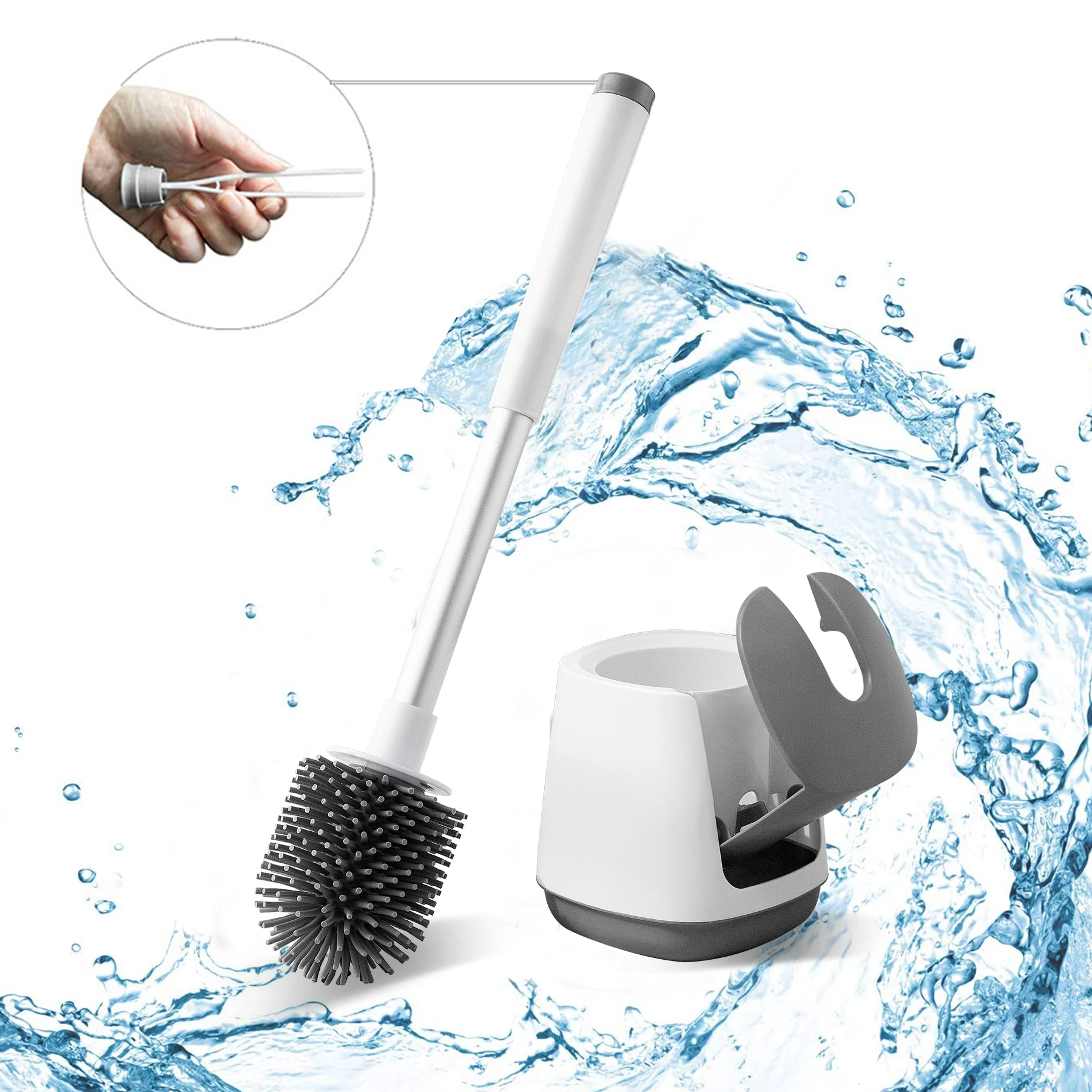 Toilet Brush and Holder Silicone Bristles TPR Toilet Brushes with