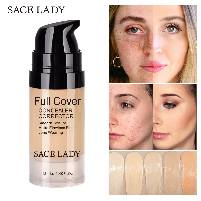 

SACE LADY Face Concealer Cream Full Cover Makeup Liquid Facial Corrector Waterproof Base Make Up for Eye Dark Circles Cosmetic