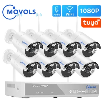 

MOVOLS H.265 2MP Wireless CCTV System 8CH Tuya Zigbee NVR 8PCS 1080P Outdoor WIFI Security Camera Audio Surveillance System Set