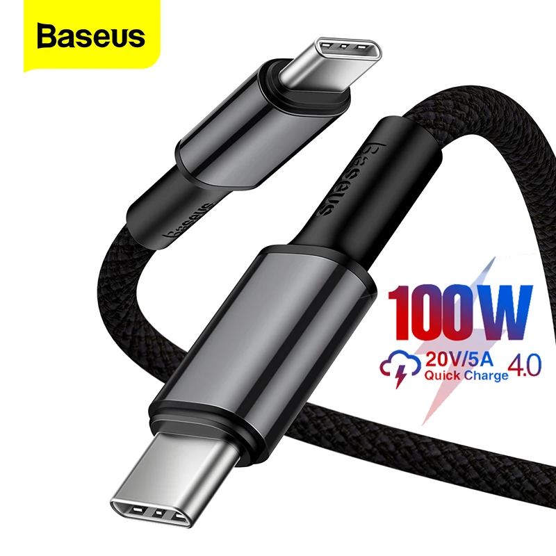 Baseus 100 Вт USB C к Type кабель питания для Macbook iPad Pro Air Mini 5A PD быстрое зарядное устройство