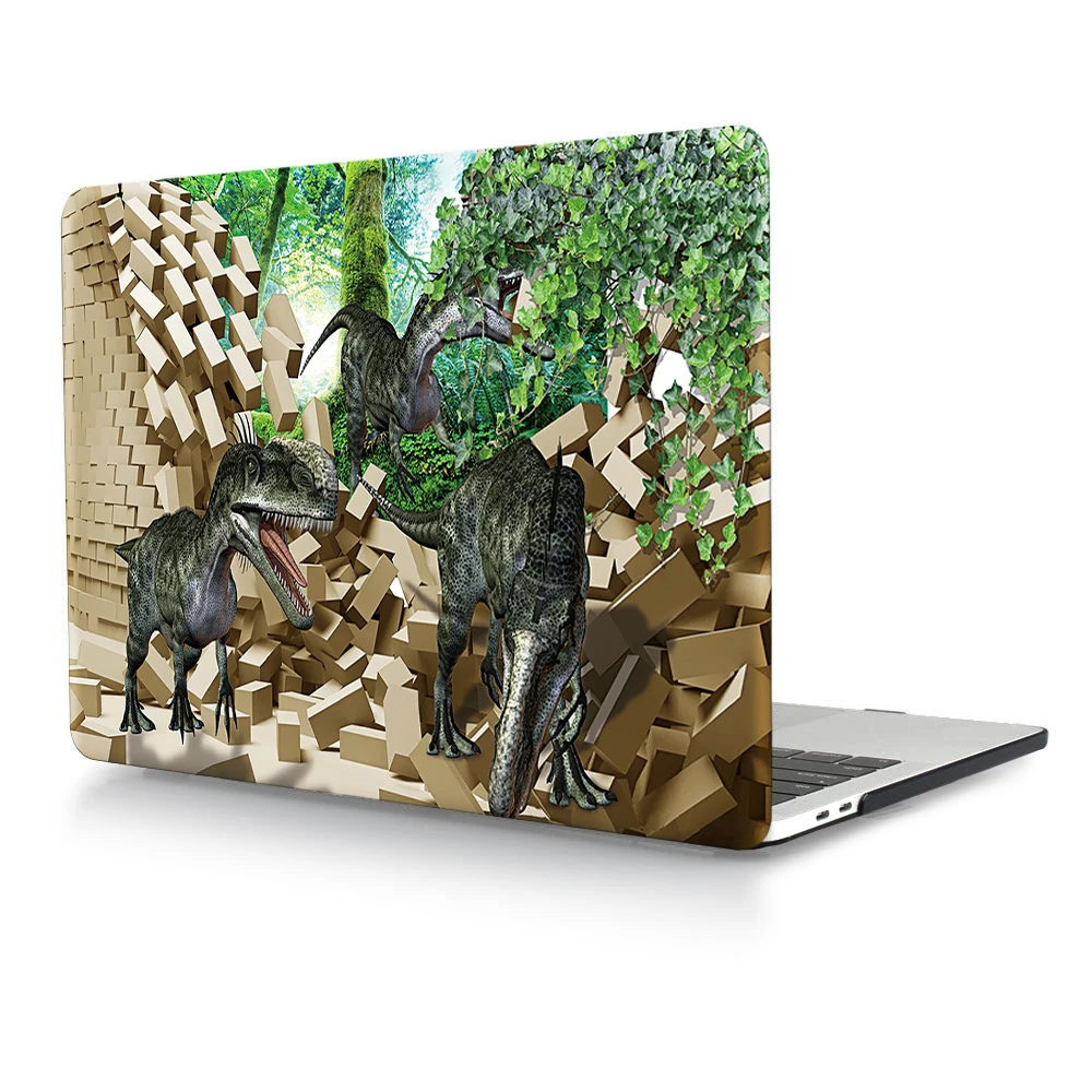 HRH, новинка, 3D, животное, аниме, мультфильм, корпус ноутбука, оболочка, защитный жесткий пластиковый чехол, рукав, крышка для Macbook Pro 13, сенсорная панель, A2159 - Цвет: 3D Black Dinosaurs