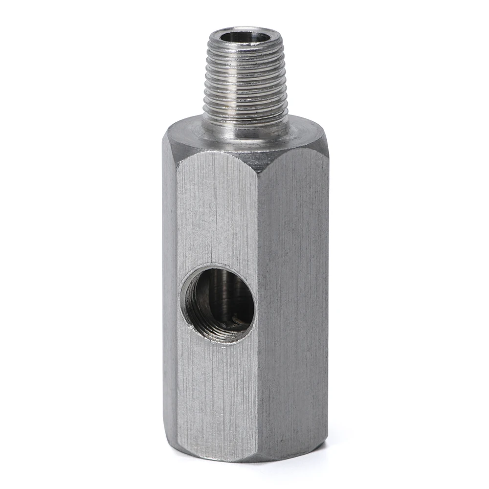 Oil Pressure Sensor Connector Stainless Steel 1/8'' BSPT Tee Adapter to 1/8 NPT Gauge T-Piece
