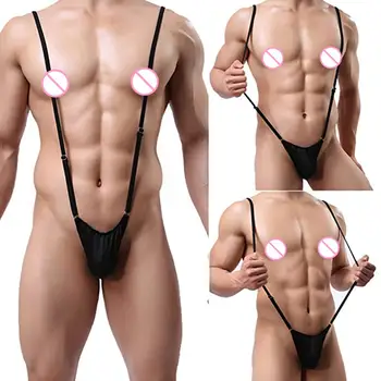 

1Pc Men's Sexy Adjustable Bodysuit Thong One-Piece Comfortable Underwear T-Back Romper Panties 2020