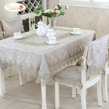 

Proud Rose Light Grey Lace Tablecloths Home Decoration Table Runner Chair Cover Dustproof Cloth Fashion Household Table Cover