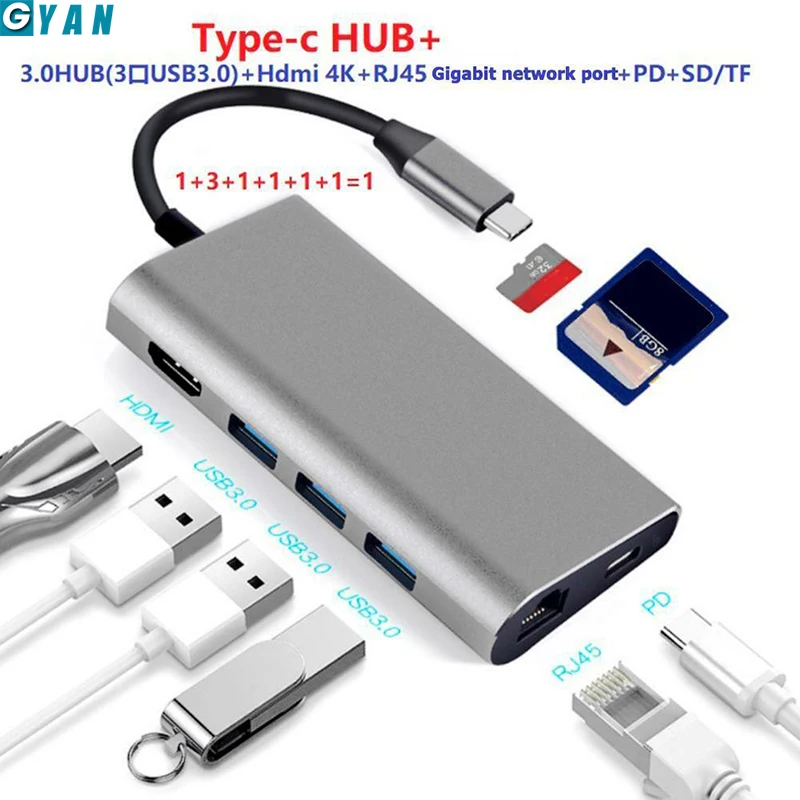 USB концентратор 8 в 1 4K Гбит/с|USB-хабы| |