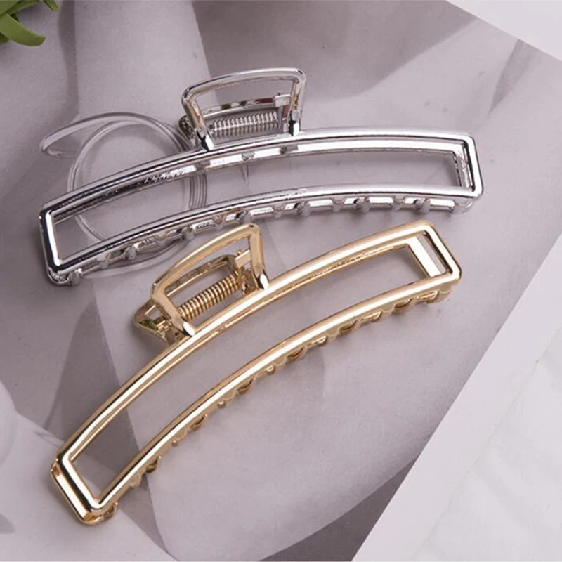

Geometric 2020 New Korean Retro Hair Claws Clamp Hollow Geometric Square Pattern Ponytail Hair Grabbing Clips for Women