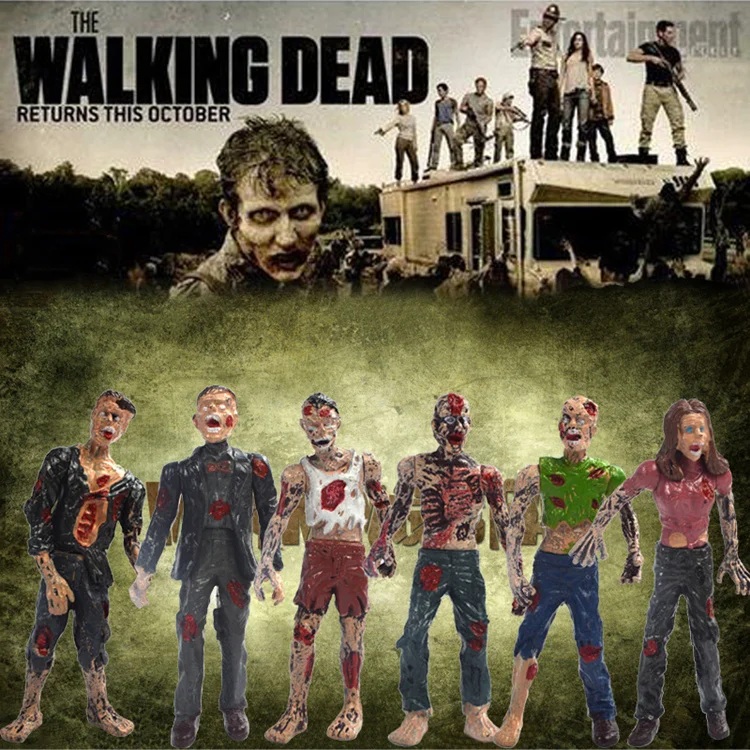 6PCS-Zombie-Walking-Dead-Dolls-Action-Figures-Toys-Static-Model-Of-Movable-Joints