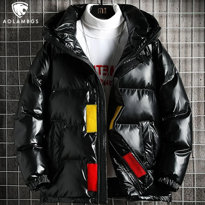 

Aolamegs Large Size Men's Down Jacket Winter Hooded Jackets Oversize Solid Coat Padded Outwear Warm Male Parkas Korean Style