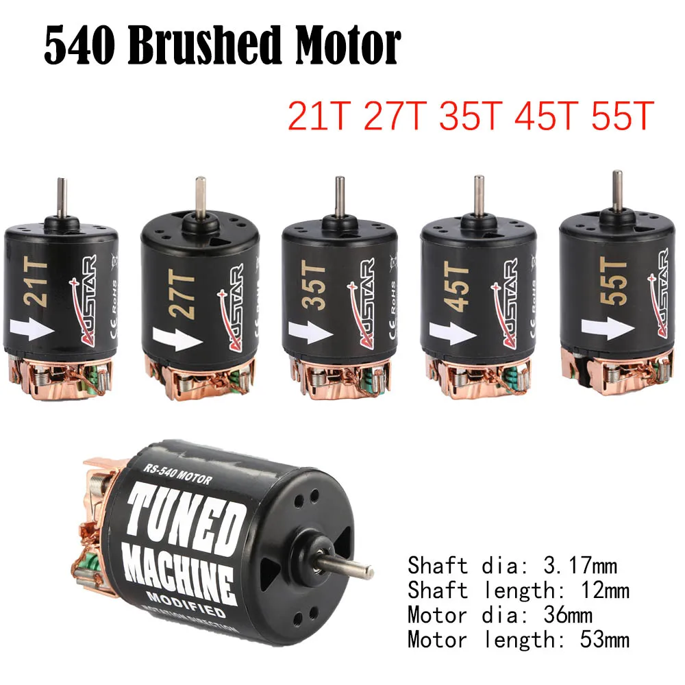 

Щеточный мотор 540 21T 27T 35T 45T 55T для 1/10 внедорожных Дрифт-тур RC Гусеничный осевой SCX10 AX103007 90046 Traxxas TRX4 D90 MST