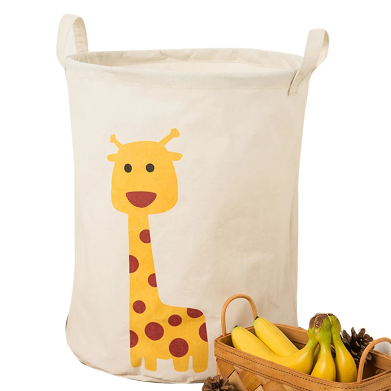 Складная Прачечная Корзина для детей игрушки хранения бытовой Органайзер с ручкой бочка-контейнер грязная одежда мешок для мелких предметов 1 шт - Цвет: giraffe 35x45cm