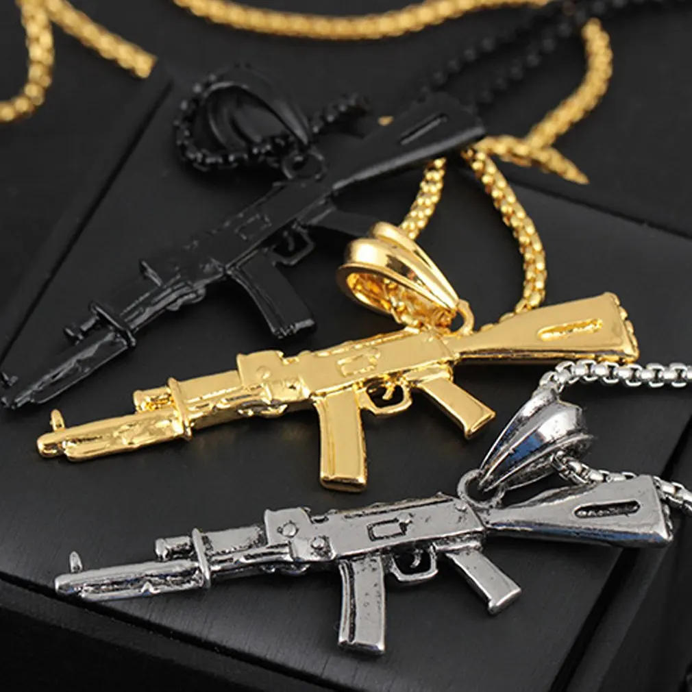 Унисекс Мужчины wo мужчины золотое/серебряное покрытие ретро ожерелье модное ожерелье s хип-хоп ожерелье-подвеска в виде пистолета