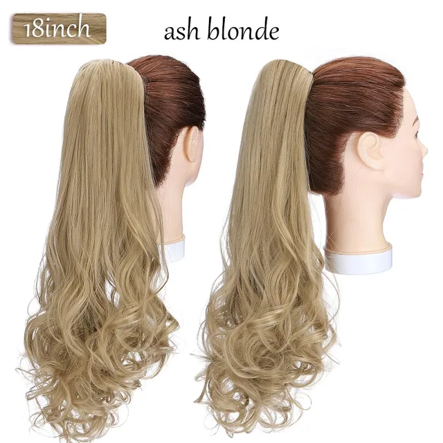 S-noilite Synthetic 12-26inch Claw Clip On Ponytail Hair Extension Ponytail Extension Hair For Women Pony Tail Hair Hairpiece ash blonde-new