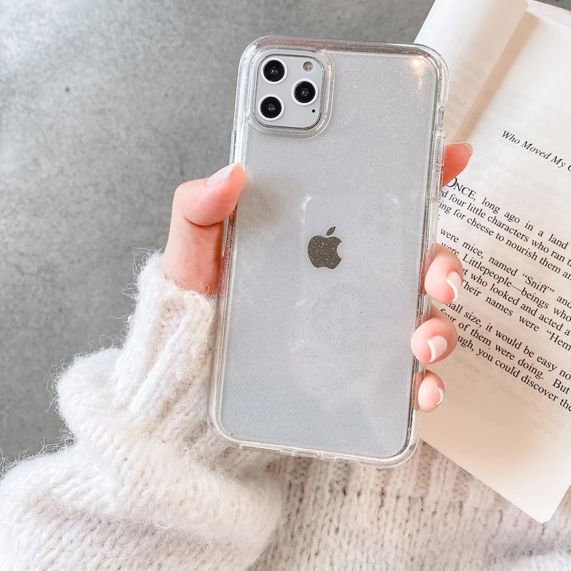 Прозрачный блестящий противоударный чехол для iphone 12 12Pro 12Mini 11 11Pro Max XR XS SE 7 8 Plus
