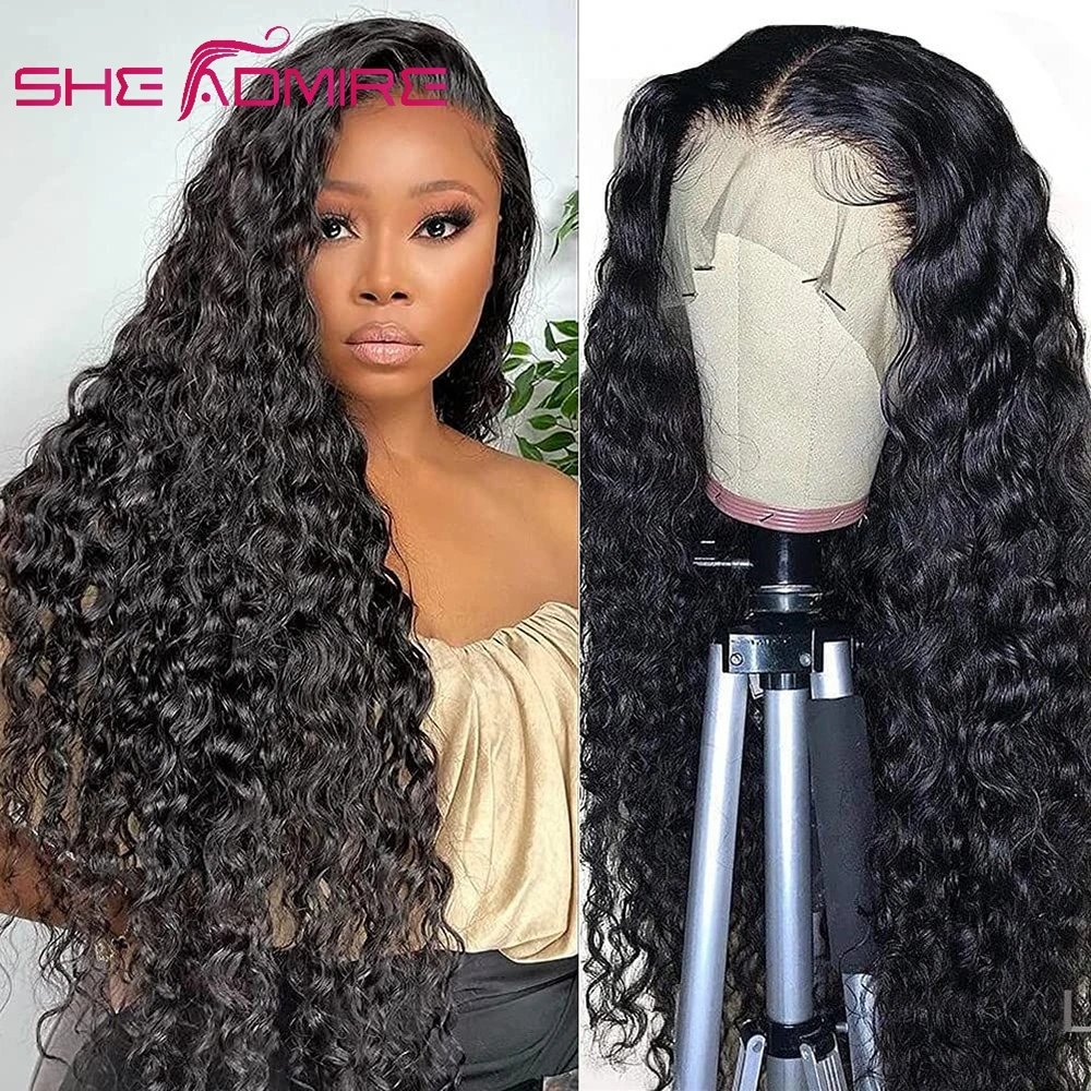 Water Wave Lace Front Human Hair Wigs 13X6 HD Lace Frontal Wig Brazilian Loose Deep Curly Human Hair Wigs Preplucked Closure Wig